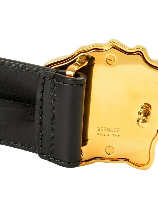 Versace Black 100% Leather Gold Medusa Head Decorated Belt US 32 IT 80 main image 5